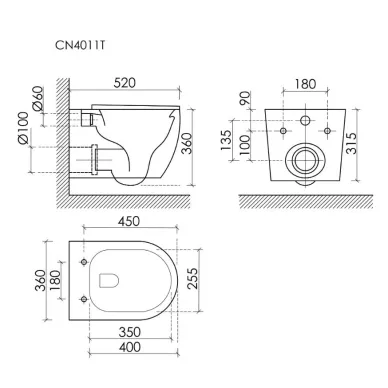 Унитаз подвесной Ceramicanova Noe CN4011T торнадо 3.0, с сиденьем микролифт 6
