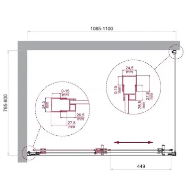 Душевой уголок BelBagno Luce LUCE-AH-1-110/80-C-Cr 110x80 см, хром/прозрачное стекло 5