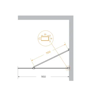 Душевая перегородка Cezares Liberta LIBERTA-L-1-TB-95-C-Cr 95х195, профиль хром/стекло прозрачное 5