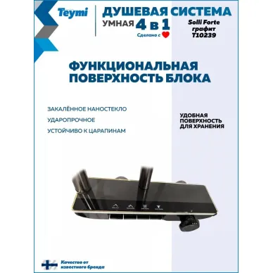 Душевая система Teymi Solli Forte T10239 с умным смесителем, графит 11