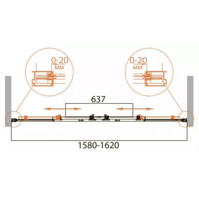 Шторка для ванной Cezares Relax (RELAX-VF-2-160/145-C-Bi) (160x145) прозрачное стекло 1
