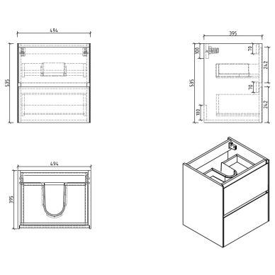 Тумба для раковины BelBagno Pietra Mini (PIETRA MINI-500-2C-SO-BL) (49.4x39.5) белый глянцевый 4