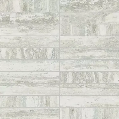 748312 Travertino White Mosaico Glossy 3x15 30x30 0