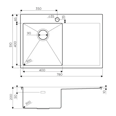 Мойка кухонная Omoikiri Akisame 78-IN-L (4973060) нержавеющая сталь 3