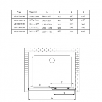 Душевая дверь Vincea Soft (VDS-3SO140CL) 140x195 см, профиль хром/стекло прозрачное 5