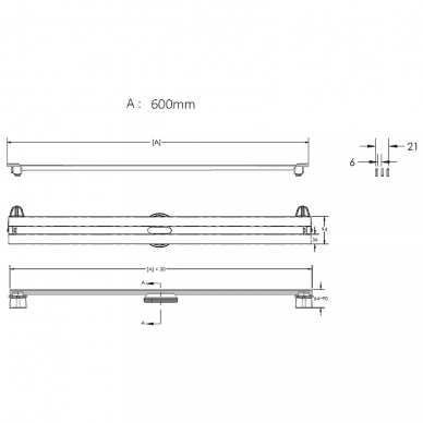 Душевой лоток Berges Super Slim 600 (090152) S-сифон боковой, матовый хром 6
