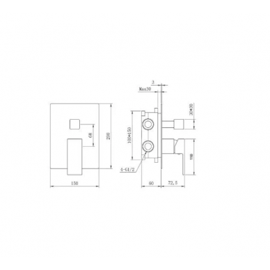 Душевая система Berges Nardis 3S (071011) с поворотным изливом, чёрная матовая 5