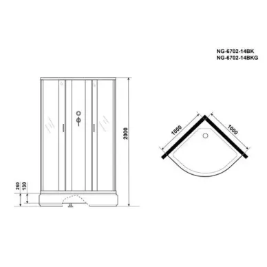 Душевая кабина Niagara Classic (67021414BKG) (1000х1000х2000) 8