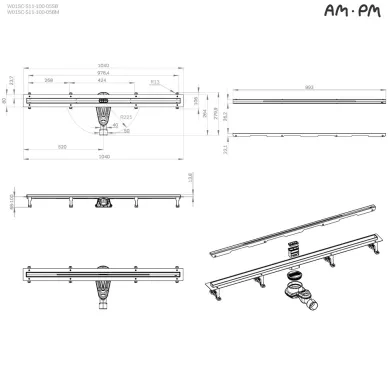 Душевой лоток Am.Pm MasterFlow (W01SC-S11-100-05BM) (1000мм) универсальный затвор Slim line 11
