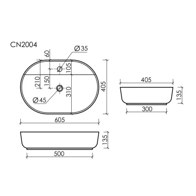 Раковина накладная Ceramicanova Modo CN2004 61 см 6