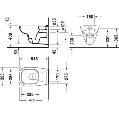 Duravit D-Code Комплект: подвесной унитаз 253509 35.5х54.5см.+ сиденье без микролифта 006731 45350900A1 (253509+006739) 6
