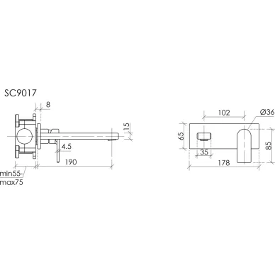 Смеситель для раковины Sancos Studio SC9017MB скрытого монтажа, чёрный матовый 5