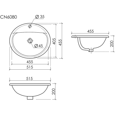 Раковина встраиваемая Ceramicanova Element CN6080 52 см, белая 7