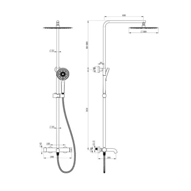 Душевая система Wonzon & Woghand Stick WW-88739017-CR с изливом, хром 1