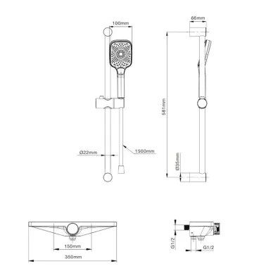 Смеситель для ванны Wonzon & Woghand Onix WW-B2551-A-MB чёрный матовый 1