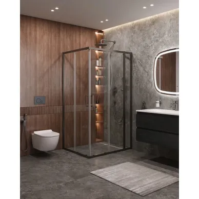 Душевой уголок Cezares Molveno MOLVENO-AH-21-100+30-C-GM-IV 130х100 профиль оружейная сталь/стекло прозрачное 0