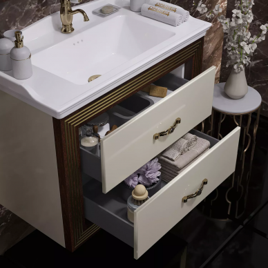 Тумба для ванной Opadiris Карат 80 бежевый (золотая патина) 5