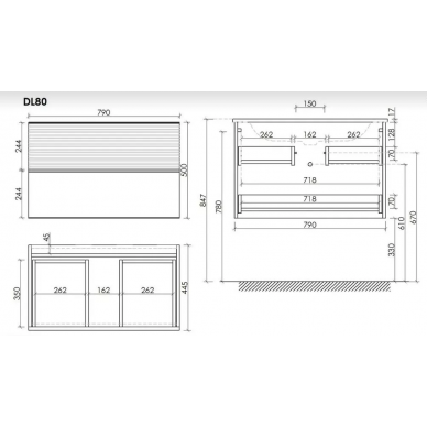 Тумба для ванной Sancos Delta (DL80W) (79 см) дуб светлый/белый 8