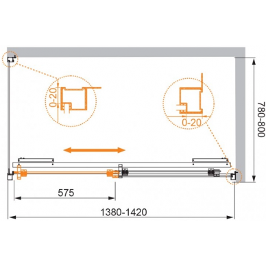 Душевой уголок Cezares Lux Soft (LUX-SOFT-W-AH-1-140/80-C-Cr-IV) 140x80 см, профиль хром/стекло прозрачное 4