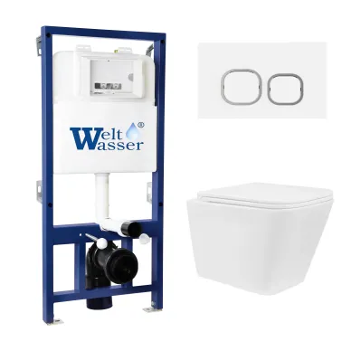 Инсталляция Welt Wasser Bamberg 525 + GELBACH 043 GL-WT + Bamberg WT в комплекте с унитазом, безободковый, с сидением микролифт 0