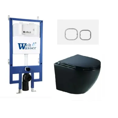 Инсталляция Welt Wasser Bamberg 545 + MERZBACH 041 XL MT-BL + Bamberg WT в комплекте с унитазом, безободковый, с сидением микролифт 0