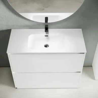Тумба для ванной Sancos Libra Floor LB100FW напольная, 99 см, белый глянцевый 7