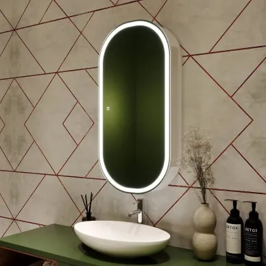 Зеркальный шкаф Art&Max Bari AM-Bar-500-1000-1D-R-DS-F-White 50x100 см с LED подсветкой, bianco matt 9
