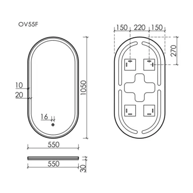 Зеркало Sancos Oval OV55F 55x105 см, с LED подсветкой 5