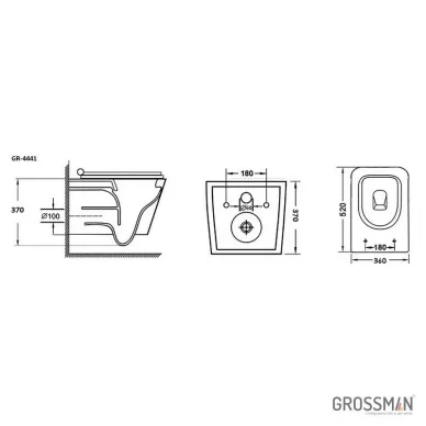 Инсталляция для подвесного унитаза Grossman 900.K31.01.000+клавиша 700.K31.01.110.110 хром матовый+унитаз GR-4441BMS 6