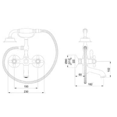 Смеситель для ванны Wonzon & Woghand Retro WW-88639020-BG брашированное золото 5