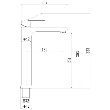 Смеситель для раковины Fmark FS8811Q высокий излив, графит 6
