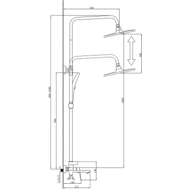 Душевая система Azario Alanti AZ-K2332-1 с изливом, хром 7
