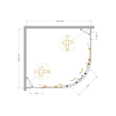 Душевой уголок Cezares Molveno MOLVENO-RH-22-130/120-C-GM-IV 130x120 профиль оружейная сталь/стекло прозрачное 5