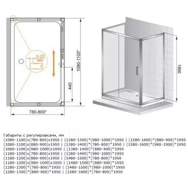 Душевой уголок Cezares Porta AH12 (140x90) прозрачное стекло 2