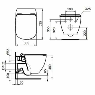 Инсталляция Ideal Standard Prosys (T387201) в комплекте с унитазом Tesi (T007901) безободковый микролифт 10