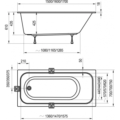 Акриловая ванна Ravak Chrome Slim (C721300000) 150x70 см, без гидромассажа 6