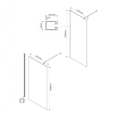 Душевая перегородка Vincea Walk-In (VSW-1H110CLGM) 110х200 см, профиль вороненая сталь/стекло прозрачное 2