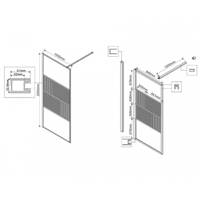 Душевая перегородка Vincea Walk-In HP Art (VSW-1HC100CFBG) 100x200 см, профиль брашированное золото/стекло рифленое/прозрачное 5
