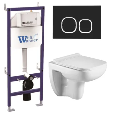 Инсталляция Welt Wasser Bamberg 460 + KEHLBACH 004 GL-WT + Bamberg BL в комплекте с унитазом, безободковый, с сидением микролифт 0