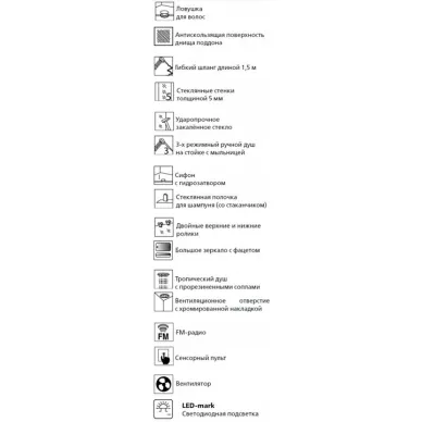 Душевая кабина Esbano C (ES-L90CKR) с крышей, LED освещение, 90x90x215 см 6