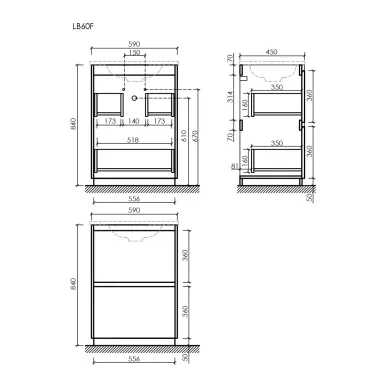 Тумба для ванной Sancos Libra Floor LB60FECH напольная, 59 см, дуб чарльстон 8