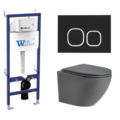 Инсталляция Welt Wasser BAMBERG 460 + MERZBACH 041 MT-GR + BAMBERG BL в комплекте с унитазом, безободковый, с сидением микролифт 0