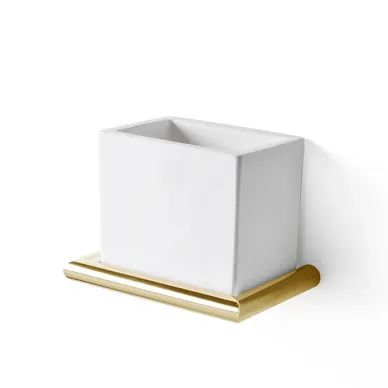 3SC Guy Стакан подвесной, композит Solid Surface, цвет: белый матовый/золото 24к. Lucido GU03GD 0