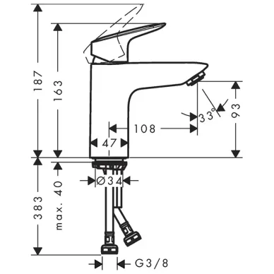 Hansgrohe Logis Смеситель для раковины, 1 отв., без донного клапана, цвет: хром 71103000 5