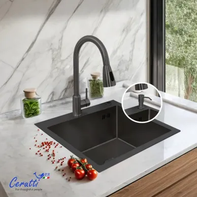 Мойка кухонная Cerutti SPA GLORIA50B nano black CT11256 графит 5