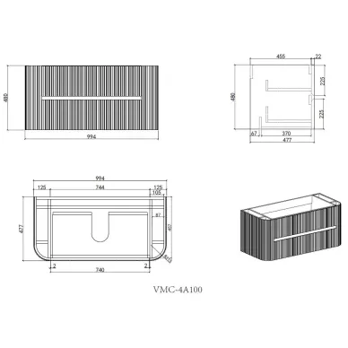 Тумба для ванной Vincea Alto VMC-4A100MLG 100x48 см, подвесная, светло-серая матовая 6