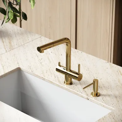 Смеситель для кухни Sancos Spin SC4015ZG с функцией подключения фильтра, золото 3