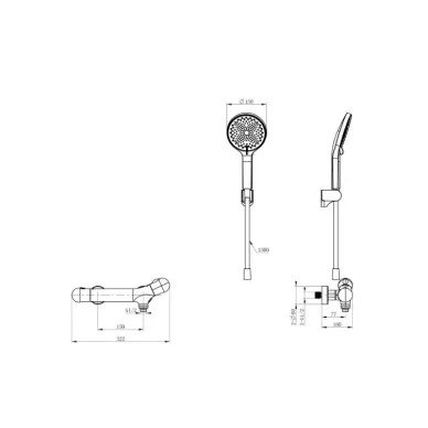 Смеситель для душа Wonzon & Woghand T-1000 WW-B2057-A-MB с термостатом, черный матовый 1