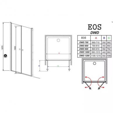 Душевая дверь Radaway EOS DWD (37713-01-01N) (80 см) прозрачное стекло 1
