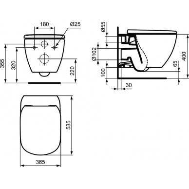 Чаша подвесного унитаза Ideal Standard Tesi (T355101) безободковый, с микролифтом 6